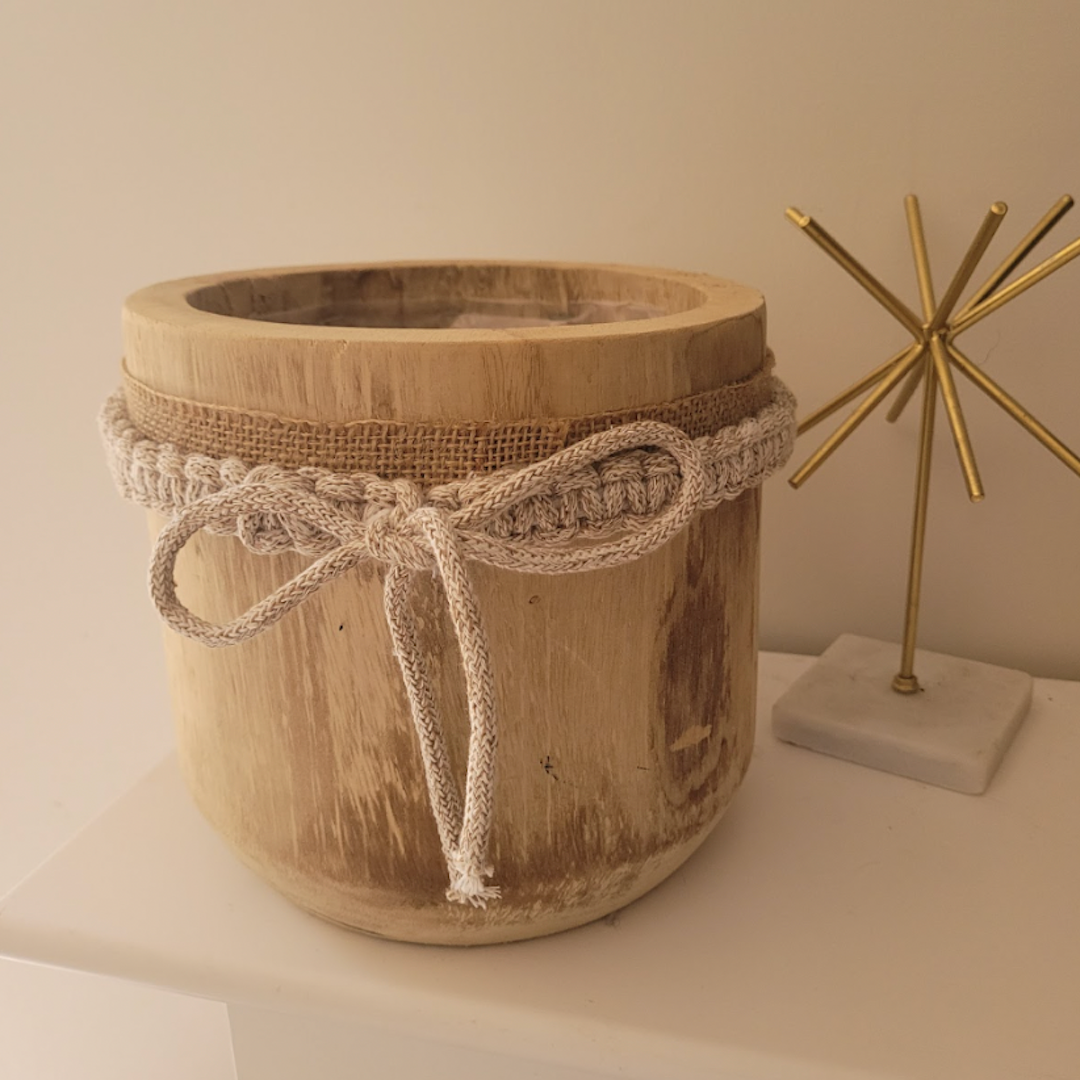 Decorated Wooden Pot