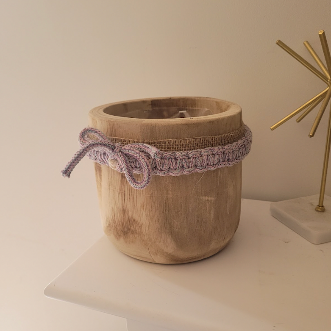 Decorated Wooden Pot